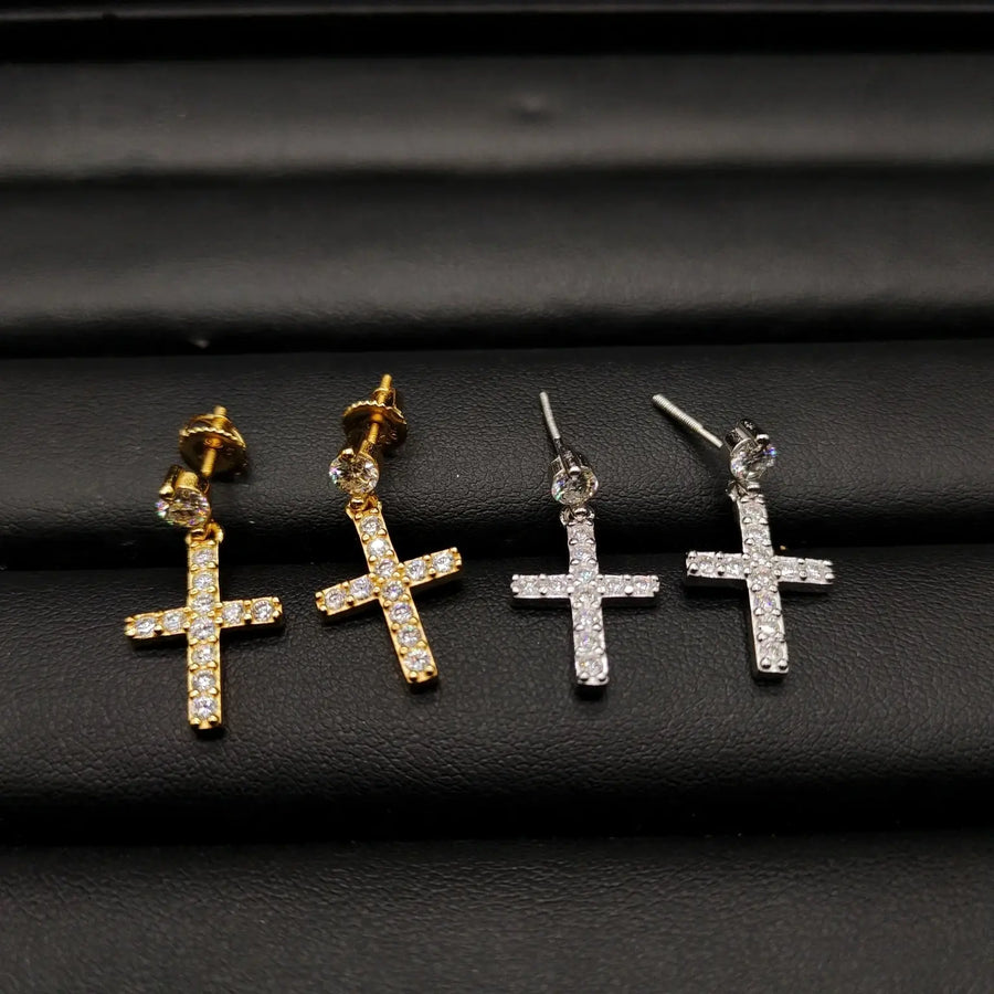 VVS1 Cross Moissanite Stud Earrings