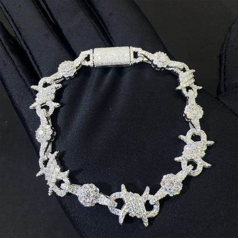 S925 SILVER VVS MOISSANITE CROSS INFINITY CUBAN LINK BRACELET