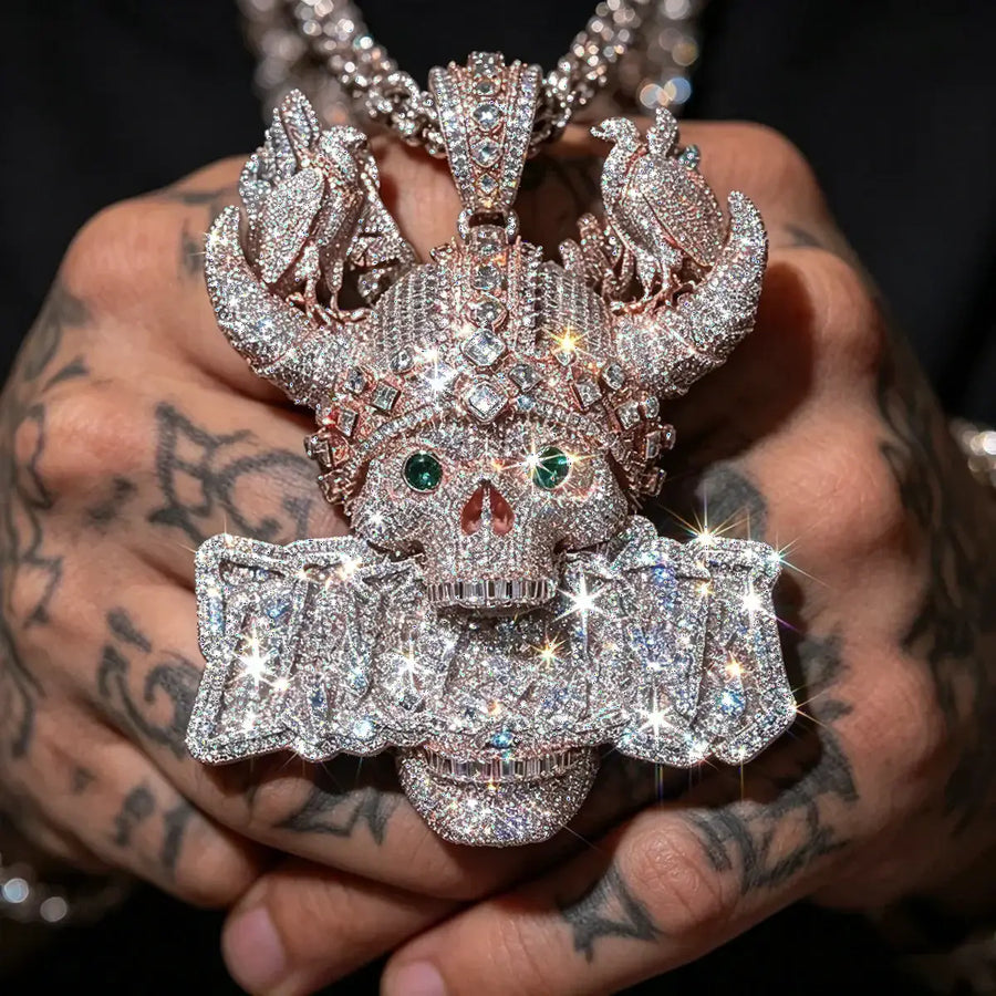 Vvs Moissanite Skull Pendant