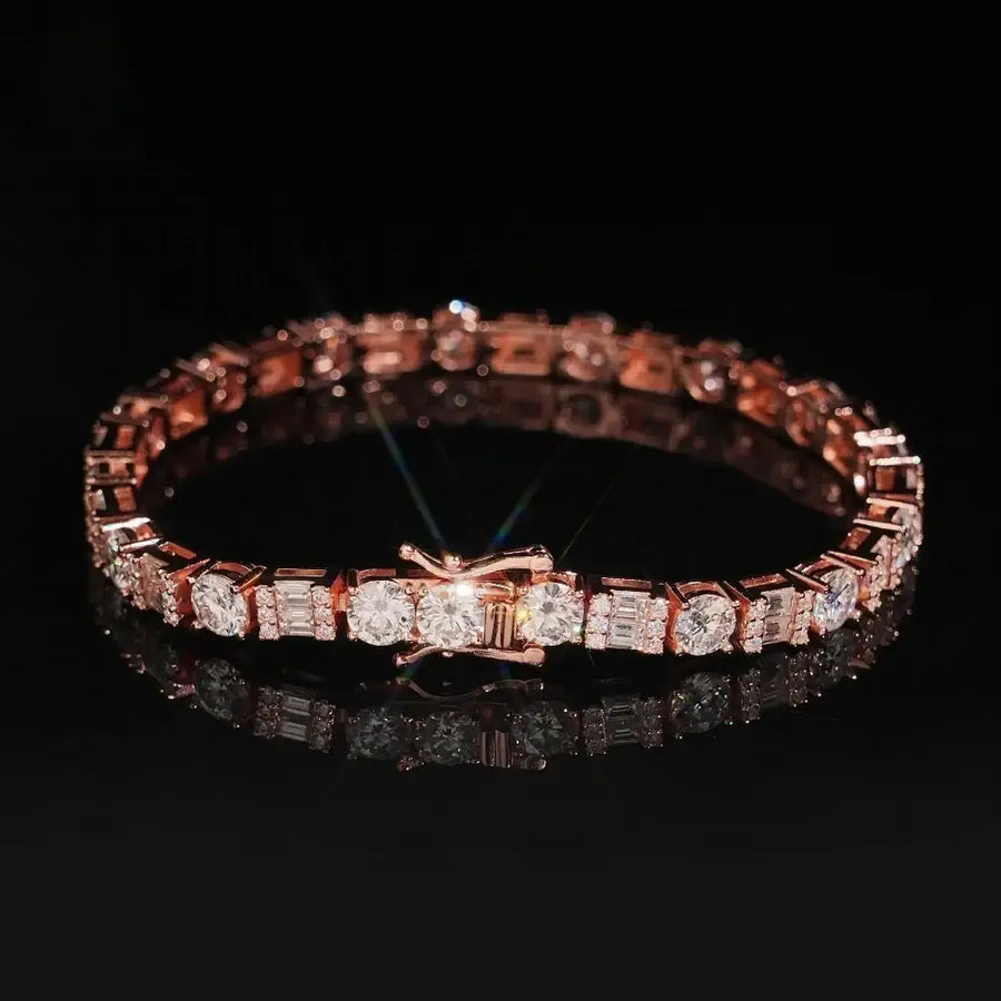 5MM S925 SILVER VVS MOISSANITE EMERALD CUT TENNIS BRACELET