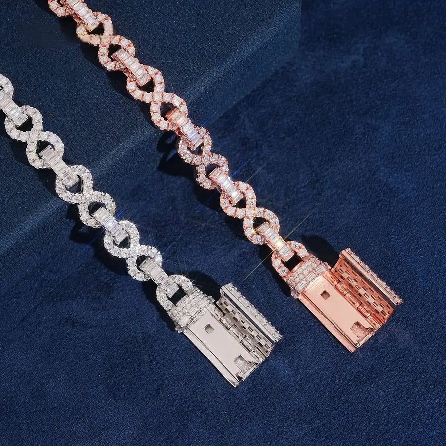 11MM S925 SILVER INFINITE CUBAN LINK MOISSANITE BRACELET WITH SPECIAL LOCK