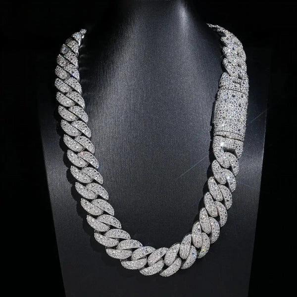 20MM S925 SILVER MOSAIC MIAMI CUBAN LINK CHAIN