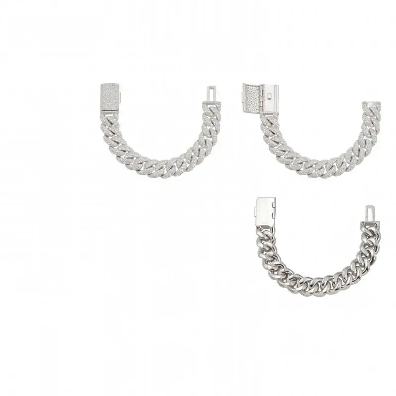 15MM S925 SILVER UPSIDE DOWN SETTING MOISSANITE CUBAN LINK BRACELET