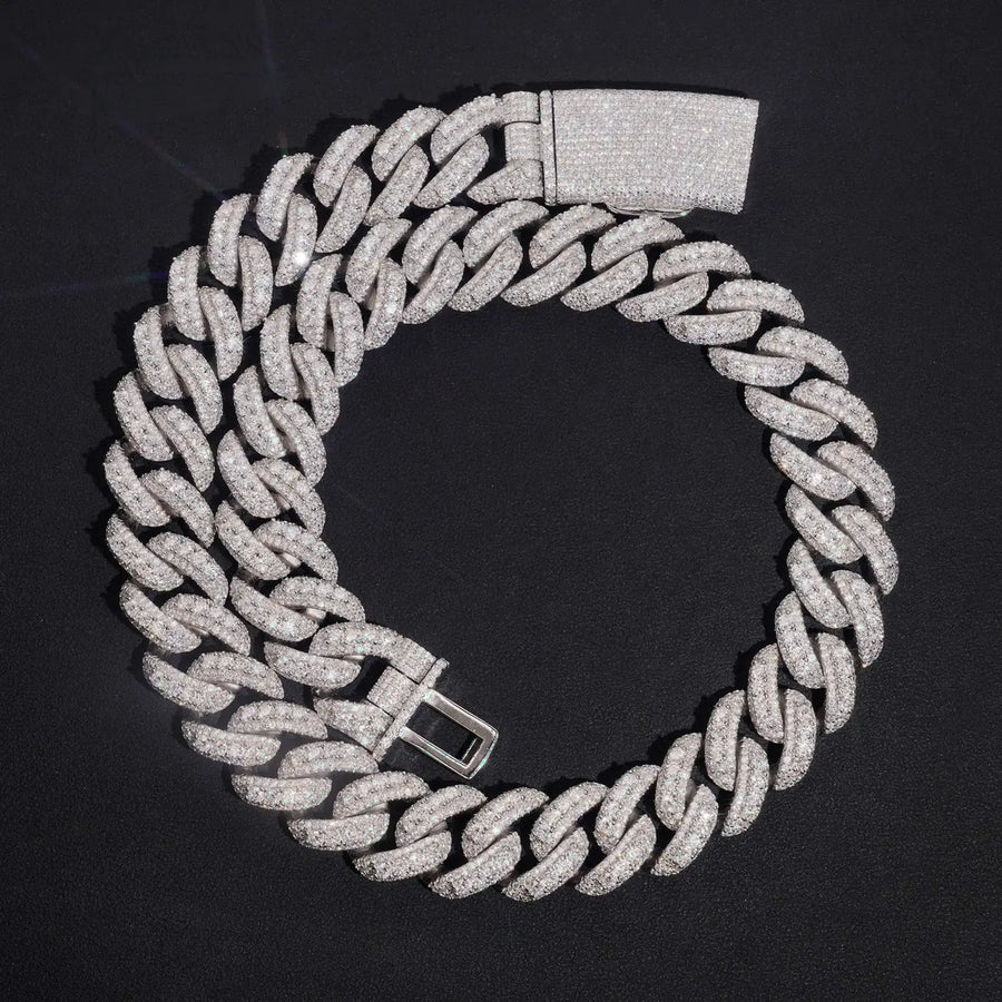 20MM S925 SILVER RAISED POINTER VVS MOISSANITE CUBAN LINK CHAIN