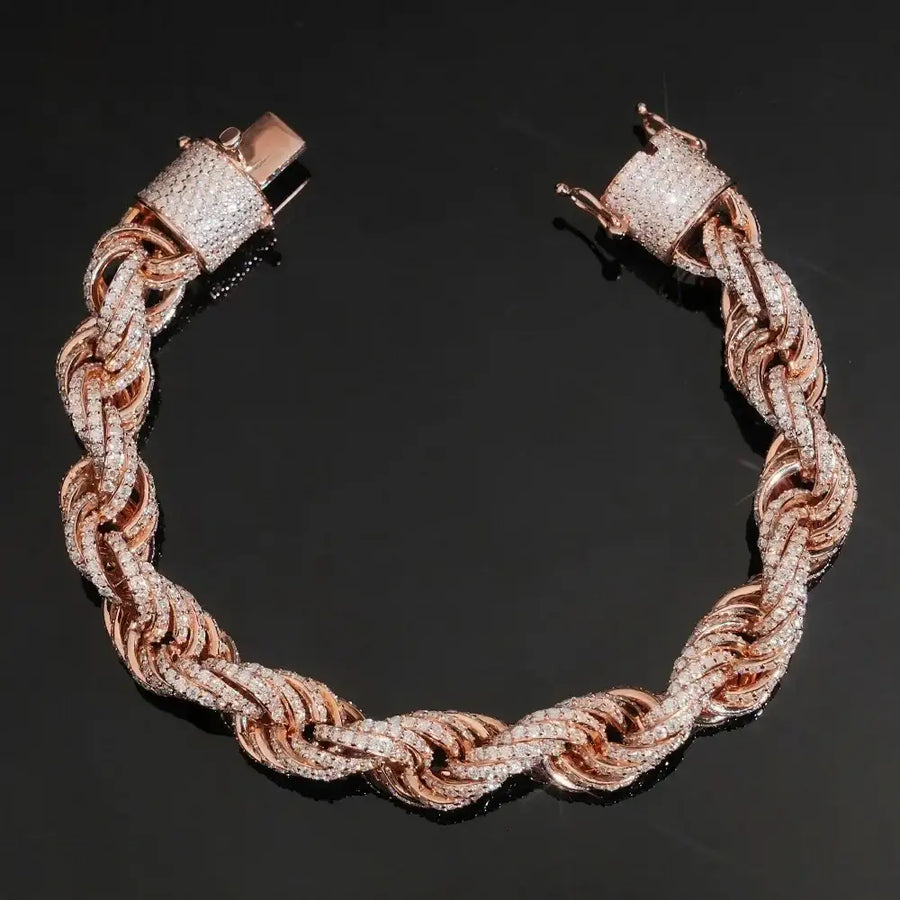10mm Twisted Rope Chain Diamond Bracelets