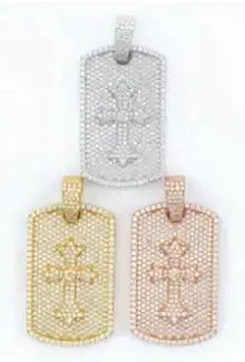Cross VVS Moissanite Dog Tag Pendant
