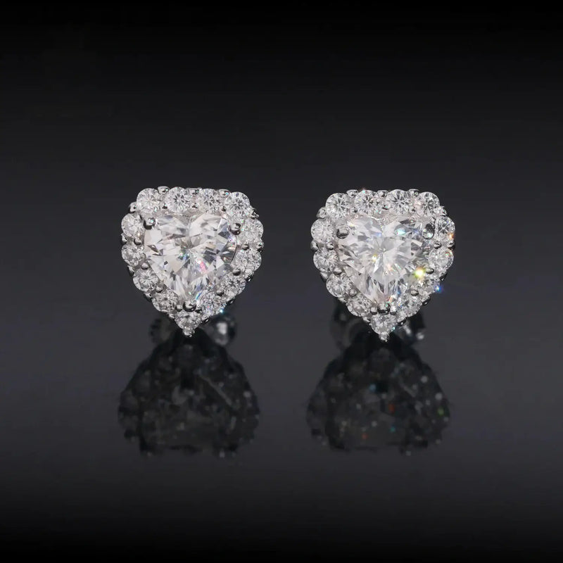 Love Heart Stud Earrings Moissanite  Earrings