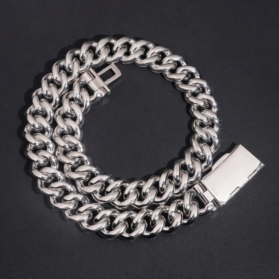 20MM S925 SILVER RAISED POINTER VVS MOISSANITE CUBAN LINK CHAIN