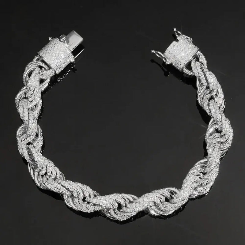 10mm Twisted Rope Chain Diamond Bracelets