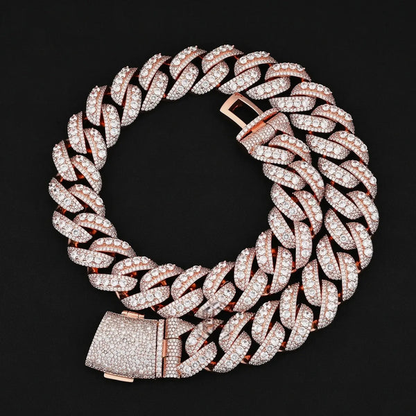 CUSTOM 24MM RAISED POINTER BRASS MOISSANITE MIAMI CUBAN LINK CHAIN NECKLACE