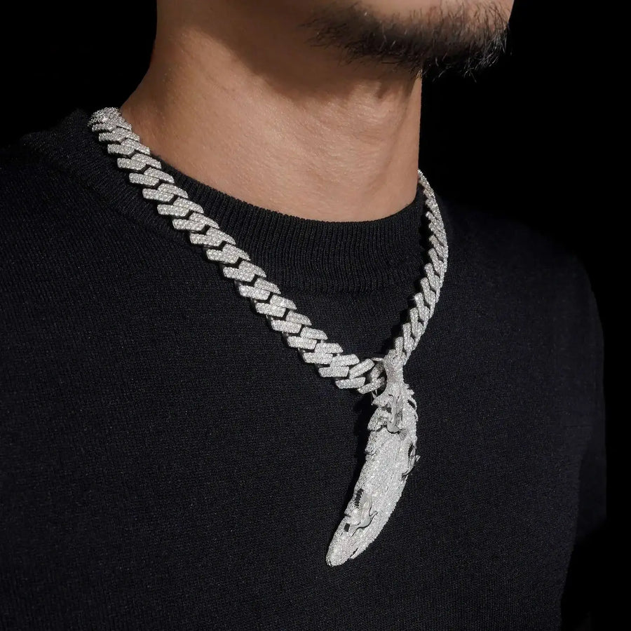 Iced Out Feather Pendant