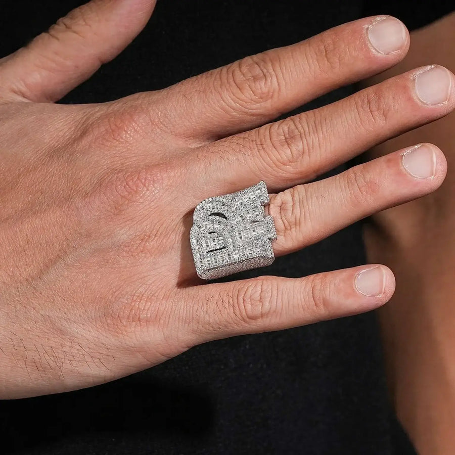 RR Letter Ring Iced Out Baguette Ring