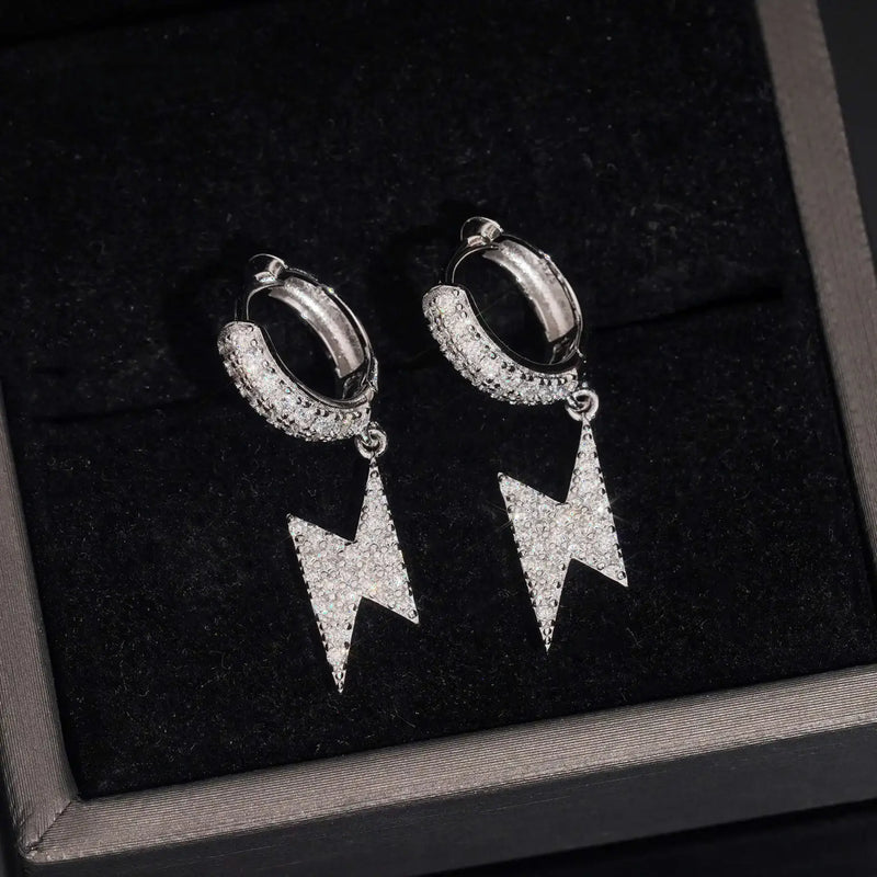 VVS1 Moissanite GRA Certified 925 Lightning Drop Earrings