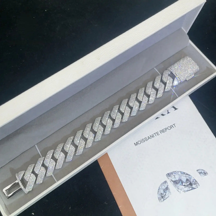 18MM Moissanite Cuban Link Chain Bracelet