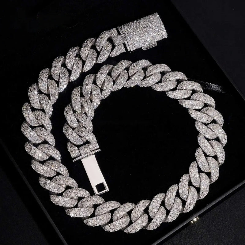 24MM S925 SILVER VVS MOISSANITE MIAMI CUBAN LINK CHAIN