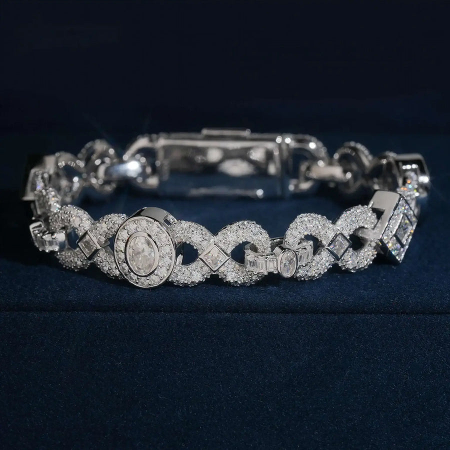 S925 SILVER VVS MOISSANITE INFINITY CUBAN LINK BRACELET