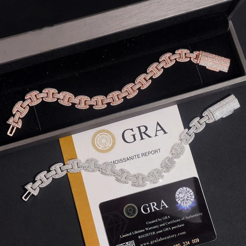 12MM S925 SILVER MOISSANITE ICED OUT CUBAN LINK BRACELET