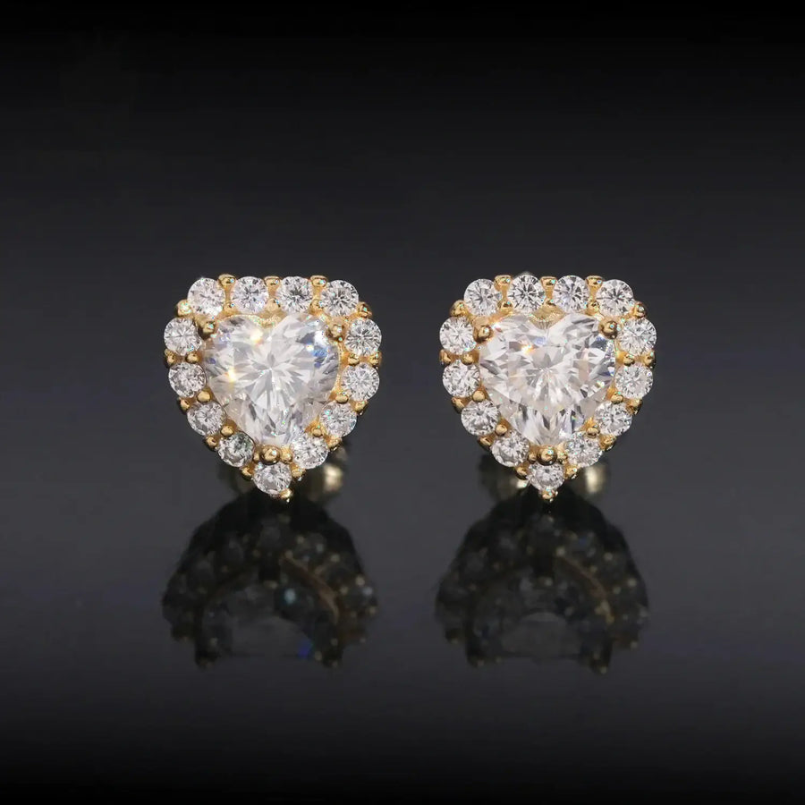 Love Heart Stud Earrings Moissanite  Earrings