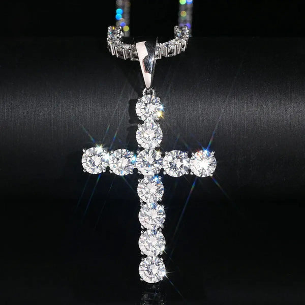 Fashion Accessory 925 Silver Moissanite Cross Pendants Hip Hop Jewelry  Iced Out Moissanite Cross Charms Pendant Men Women