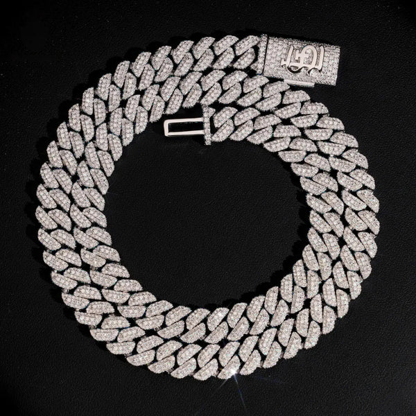 10MM S925 SILVER VVS MOISSANITE MIAMI CUBAN LINK CHAIN WITH CUSTOM NAME LOCK CLASP