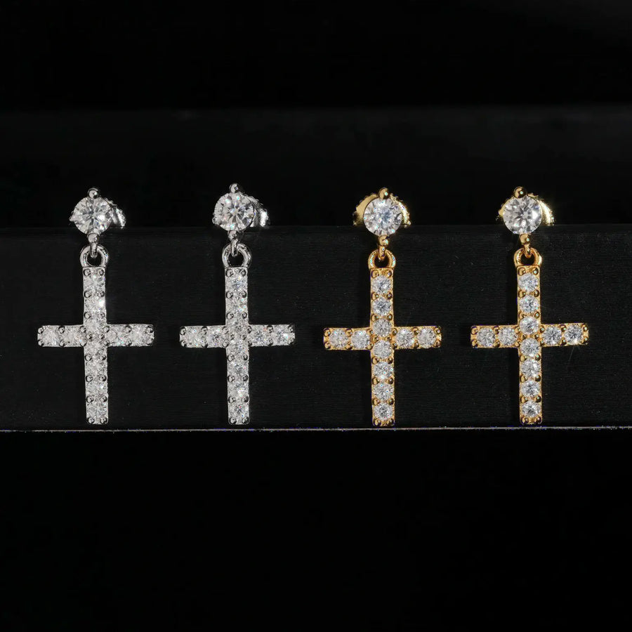 VVS1 Cross Moissanite Stud Earrings