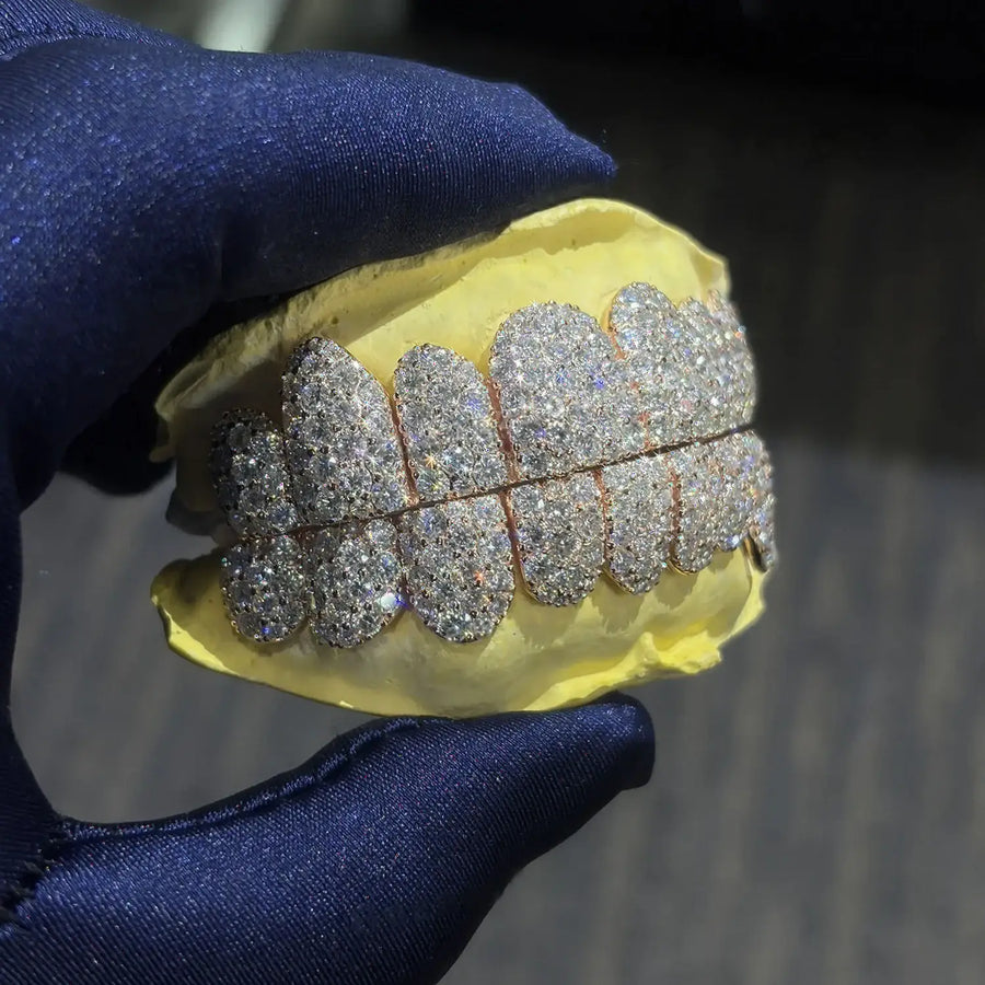 CUSTOM S925 SILVER VVS MOISSANITE FLOODED GRILLZ