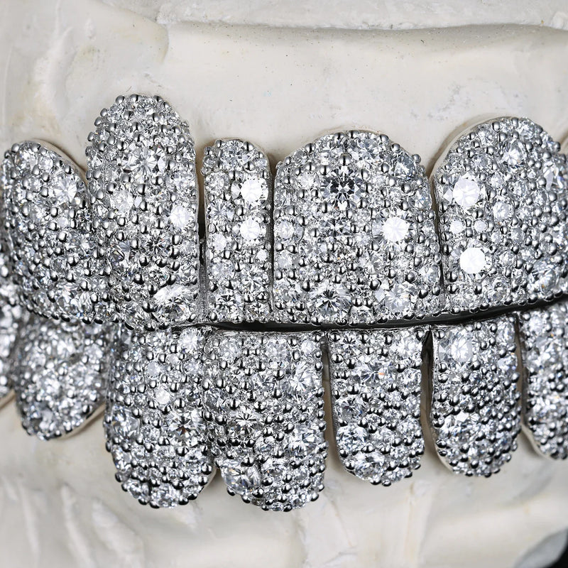 CUSTOM VVS MOISSANITE 925 STERLING SILVER GOLD PLATED GRILLZ