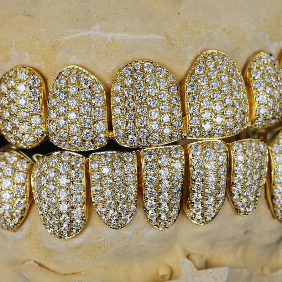 CUSTOM 925 STERLING SILVER HIP HOP BRILLIANT CUT VVS MOISSANITE HONEYCOMB TEETH GRILLZ
