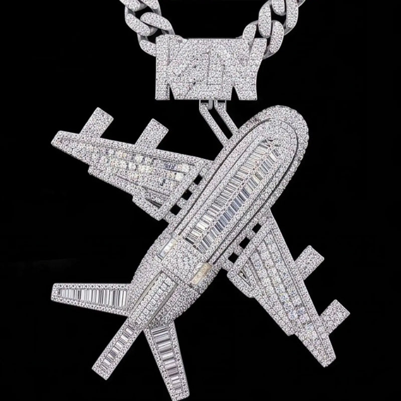 Custom 925 Moissanite Iced Out Baguette Pendant