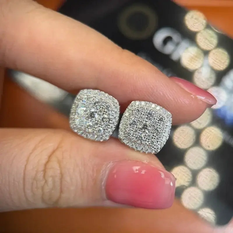Iced Out Moissanite Stud Earrings