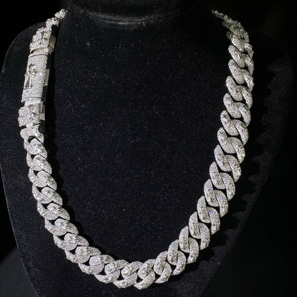 8MM S925 SILVER CROSS CHARM STYLE MOISSANITE CUBAN LINK CHAIN