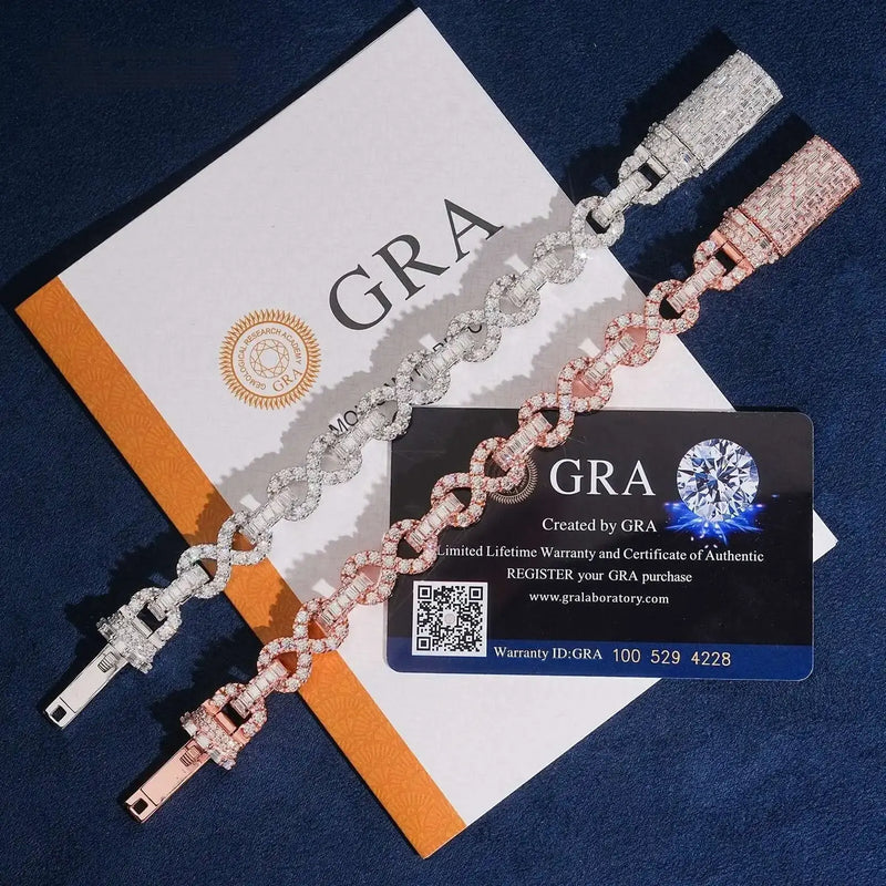 11MM S925 SILVER INFINITE CUBAN LINK MOISSANITE BRACELET WITH SPECIAL LOCK