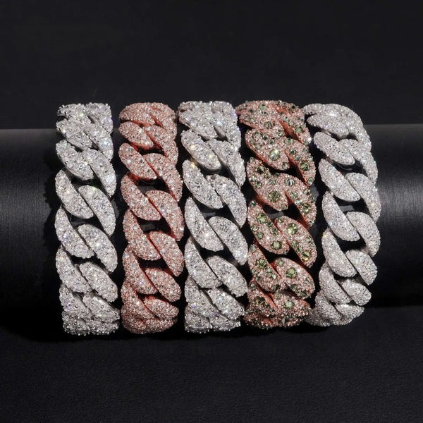 15MM 18MM S925 SILVER VVS MOISSANITE MOON SHAPE TENNIS BRACELET