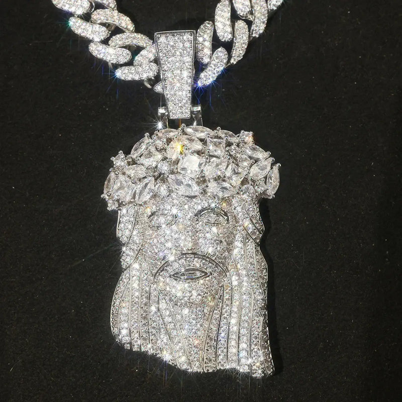 Moissanite Jesus Head Pendant