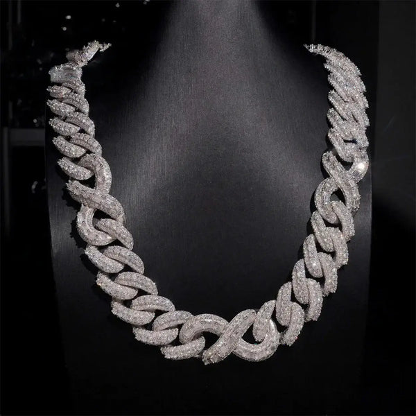 S925 SILVER ICED OUT MOISSANITE CUBAN LINK CHAIN NECKLACE