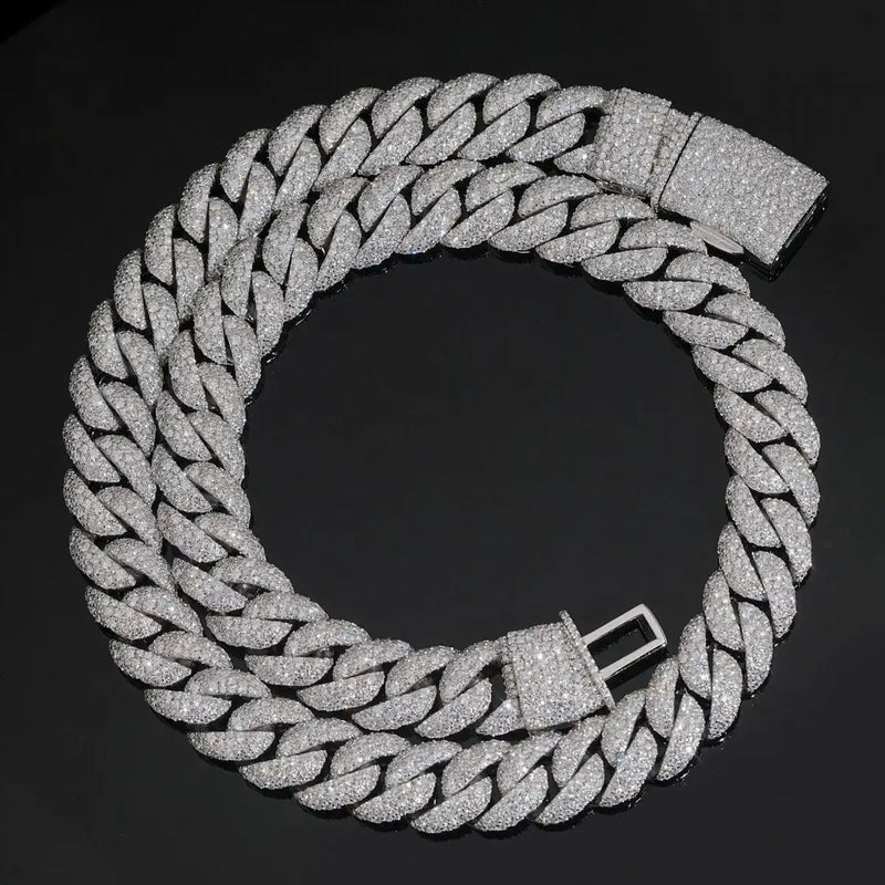 14MM S925 SILVER VVS MOISSANITE CUBAN LINK CHAIN