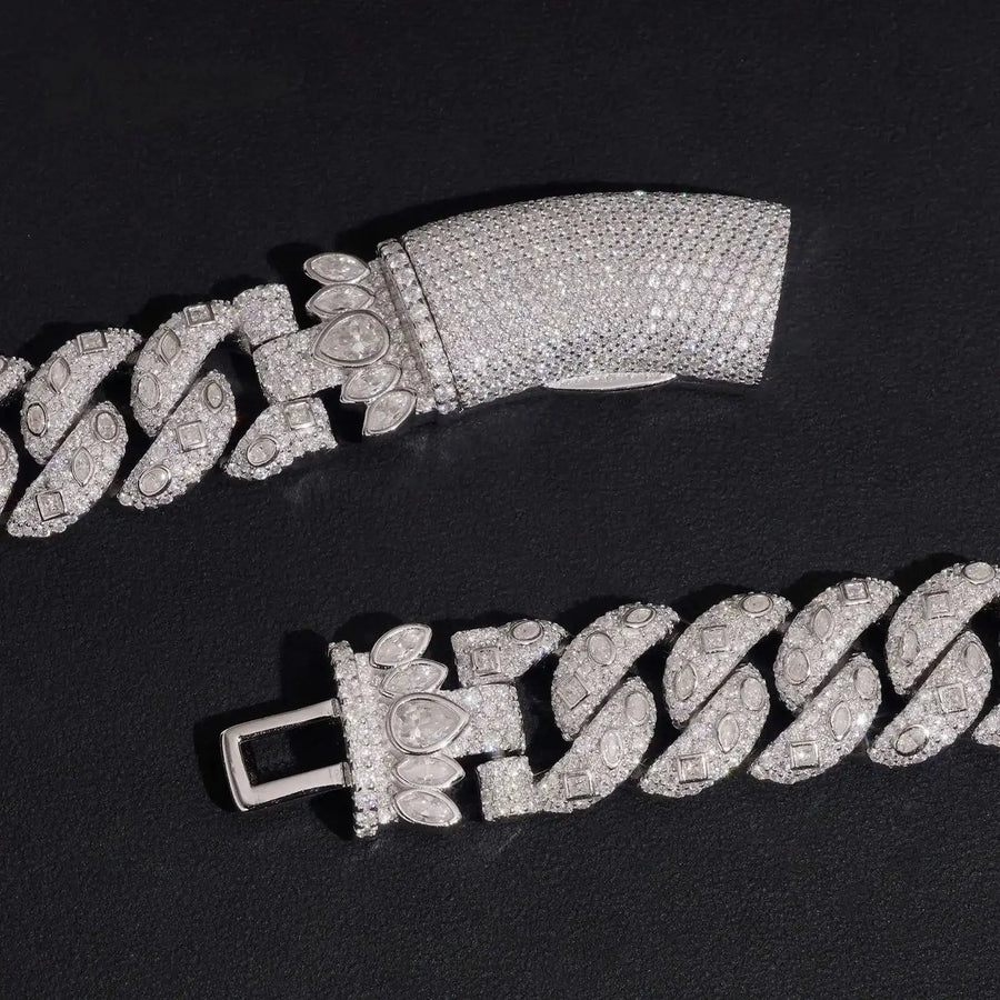 20MM S925 SILVER VVS MOISSANITE CUBAN LINK CHAIN NECKLACE