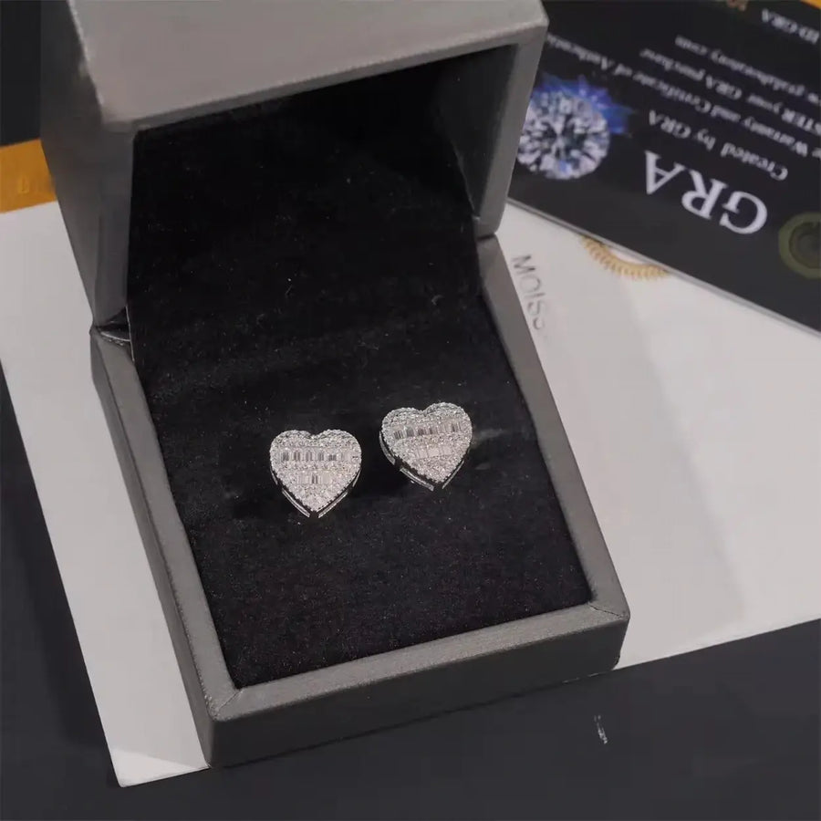 Heart Shape Baguette diamond Earrings