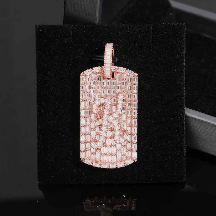 Letter K Dog-Tag Pendant Men