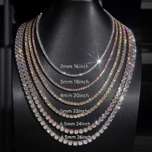 2MM-5MM Iced Out GRA Moissanite Diamond Tennis Chain