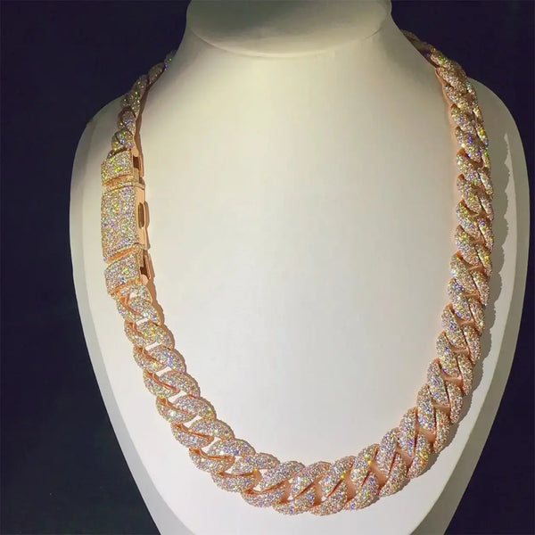 15mm S925 VVS Moissanite Cuban Link Chain Necklace