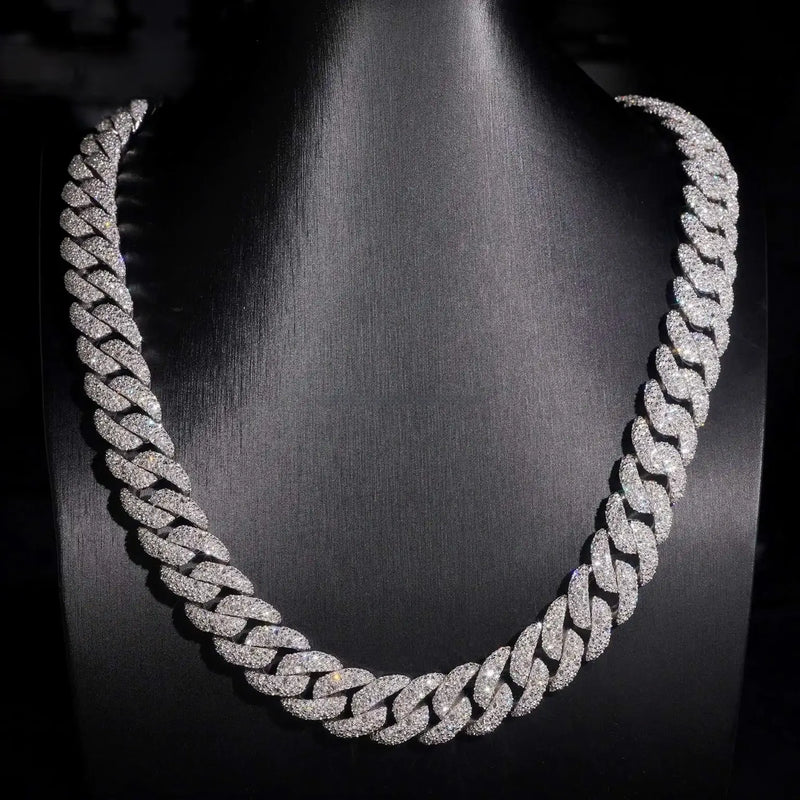 15MM S925 SILVER UPSIDE DOWN SETTING MOISSANITE MIAMI CUBAN LINK CHAIN