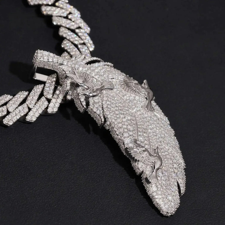 Iced Out Feather Pendant