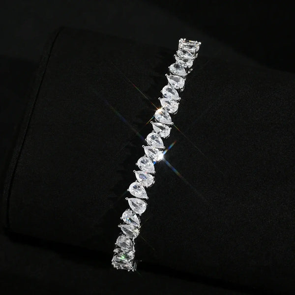 Pear Cut 4*6mm 925 Silver Moissanite Tennis Bracelet Rhodium Plated Tennis Bracelet