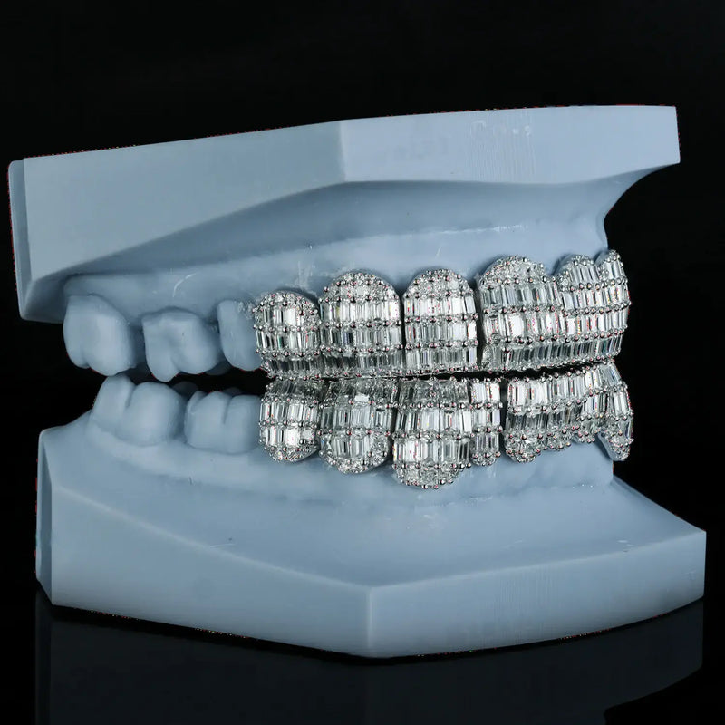 CUSTOM TOP & BOTTOM BAGUETTE CUT VVS MOISSANITE GRILLZ