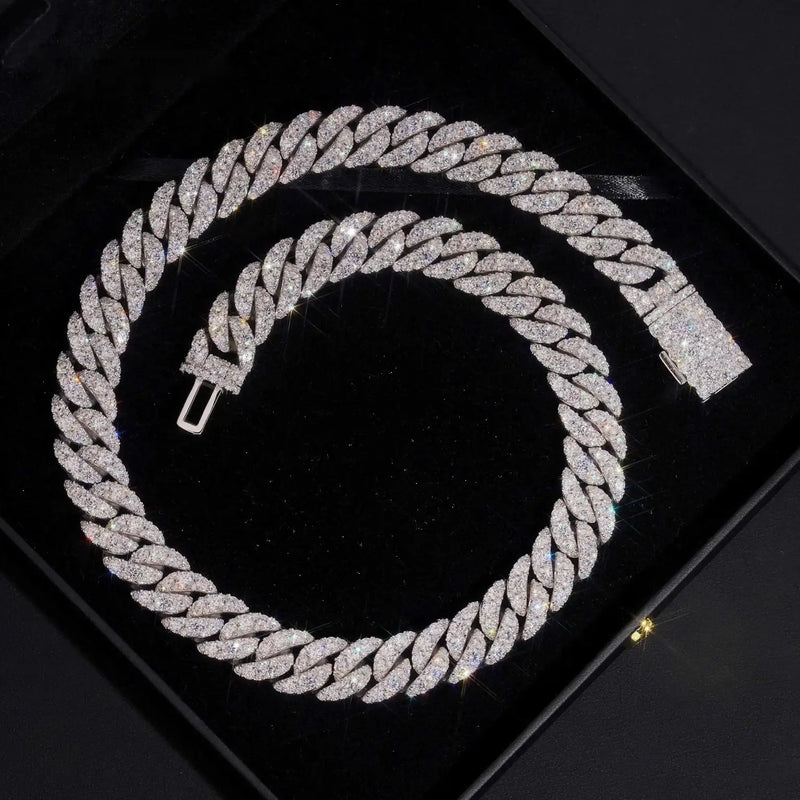 16MM MOSAIC SETTING ICED OUT MOISSANITE CUBAN LINK CHAIN