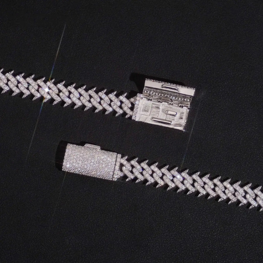 10MM S925 SILVER THORN MOISSANITE CUBAN LINK BRACELET