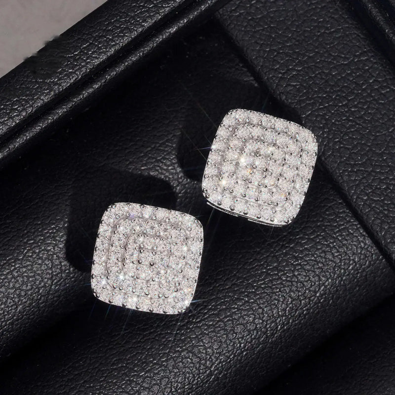 10MM 3row Moissanite Stud Earrings