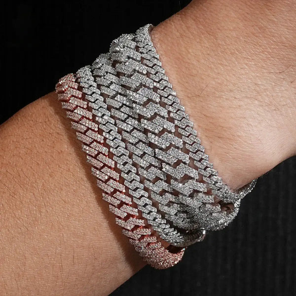 5MM 8MM 10MM S925 SILVER VVS MOISSANITE CUBAN LINK BRACELET