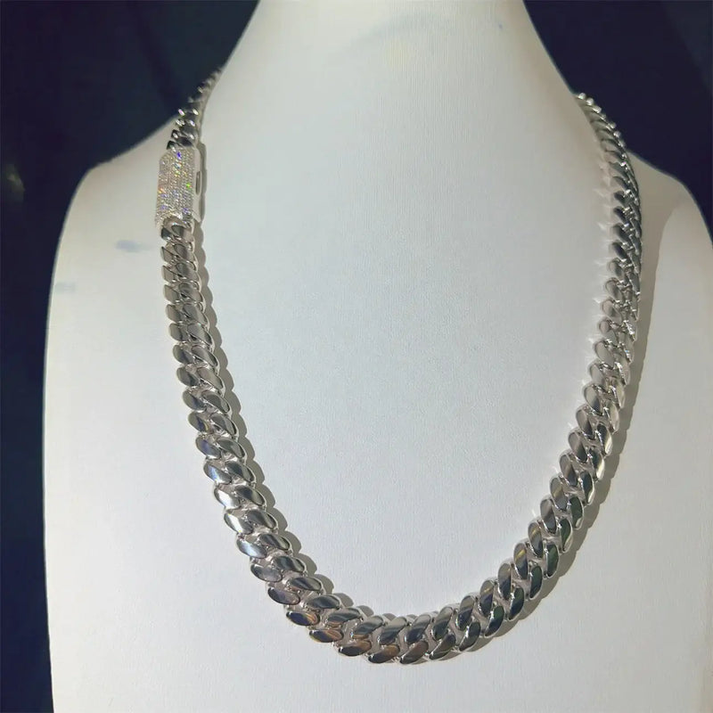 12mm S925 Goldplated Miami Cuban Link Chain Necklace